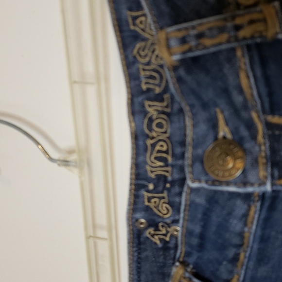 LA IDOL USA Y2K Jeans Studded Bootcut Overstitched Vintage Excellent Summer - Picture 11 of 16